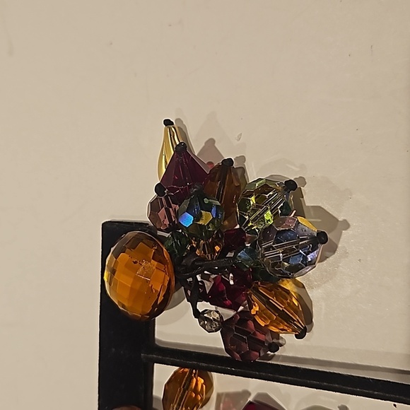 Colored Crystal Beads & AB Beads on Clip-on Earrings - Picture 4 of 6